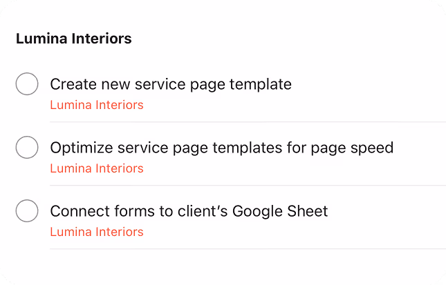 Website maintenance task widget